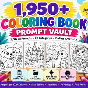 1,950+ AI Coloring Book Prompt Vault